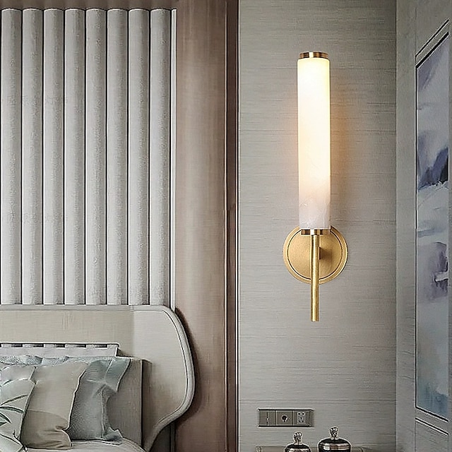  Мраморные настенные бра для спальни 18,8 дюйма, античная латунь, длинный линейный настенный светильник для внутреннего освещения, 2 лампы, настенный светильник для ванной комнаты, прикроватная
