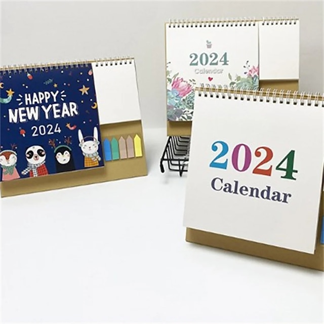  Calendar 2024 Desk Standing Calendars Daily Weekly Monthly Planner Table Schedule Office School Supplies Coil Calendar