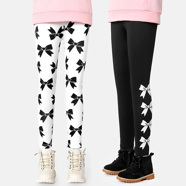  Voor meisjes 3D Strik Legging Herfst Winter Actief leuke Style Streetwear Polyester Kinderen 3-12 jaar Buiten Straat Urheilu Slank