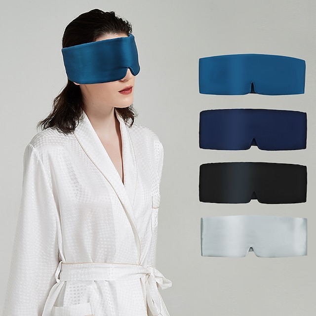  100% 天然シルクアイマスク、女性、男性用、ソフト無圧冷却ブラックアウト睡眠用アイカバー、ラージサイズのスリープマスクはすべての頭にフィット、調整可能、1 個