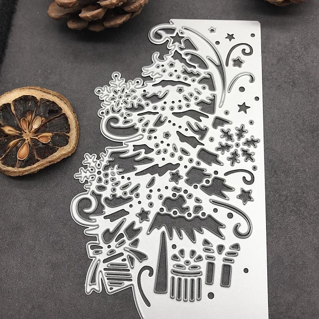  1 stk juletræ gaveramme metal skære matricer stencils til gør-det-selv scrapbog dekorativ prægning håndværk udstansning skabelon