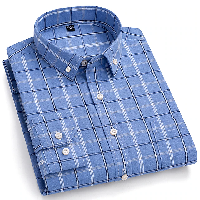 Men's Button Down Shirt Plaid / Striped / Chevron / Round Wedding Quinceañera & Sweet Sixteen Light Green Dark Green Light Grey Dark Grey Long Sleeve Turndown All Seasons Clothing Apparel Buckle 7