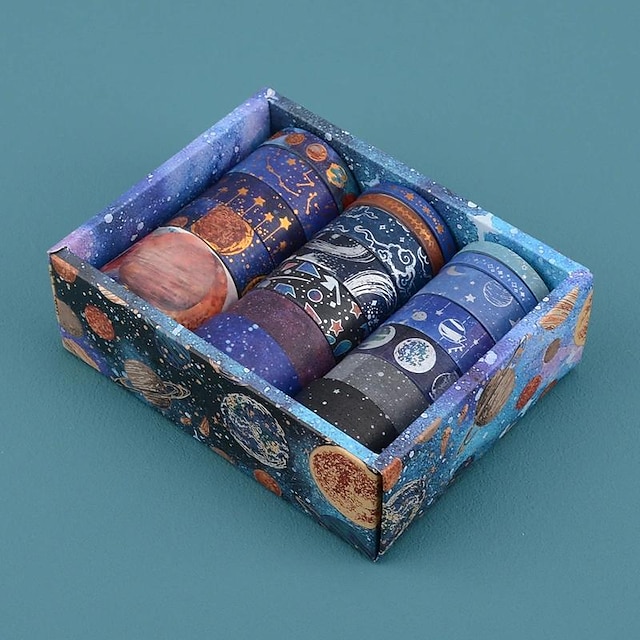  19 ρολά μαγικής ταινίας washi starry sky galaxy - ιδανικά για συσκευασία δώρου, scrapbooking και διακόσμηση πάρτι