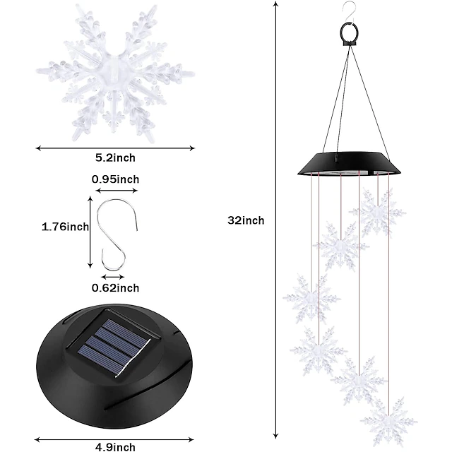 Solar Christmas Snowman Wind Chimes Light Christmas Tree Snowflake ...