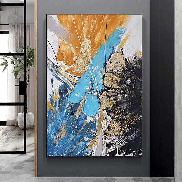 Mintura Handmade Texture Abstract Gold Oil Paintings On Canvas Wall Art ...