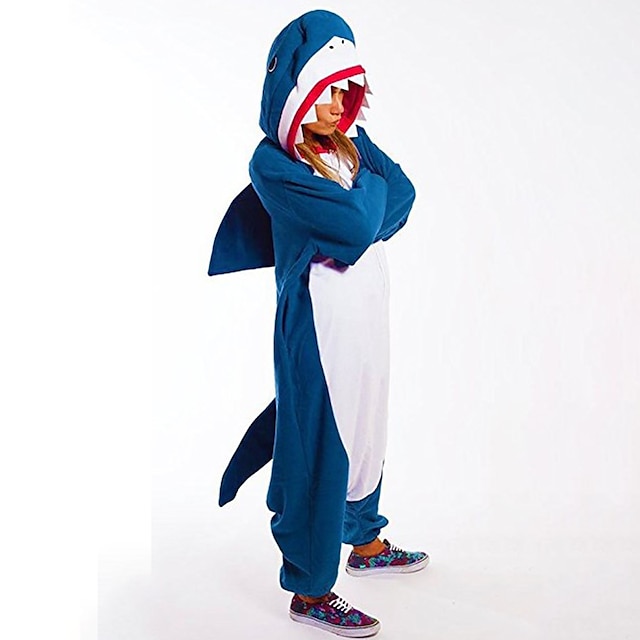  Kid's Kigurumi Pajamas Nightwear Shark Animal Onesie Pajamas Funny Costume Flannel Cosplay For Boys and Girls Christmas Animal Sleepwear Cartoon
