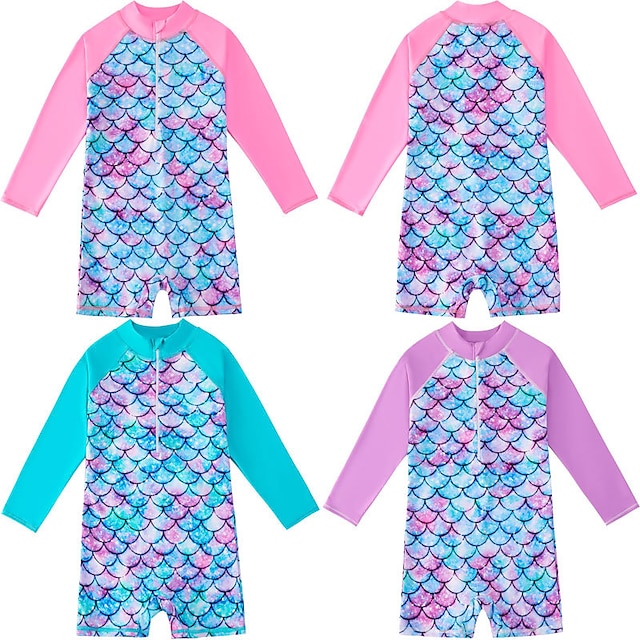  zwemkleding voor kinderen meisjes prestatie zeemeermin actieve badpakken met ronde hals 7-13 jaar zomer roze blauw paars