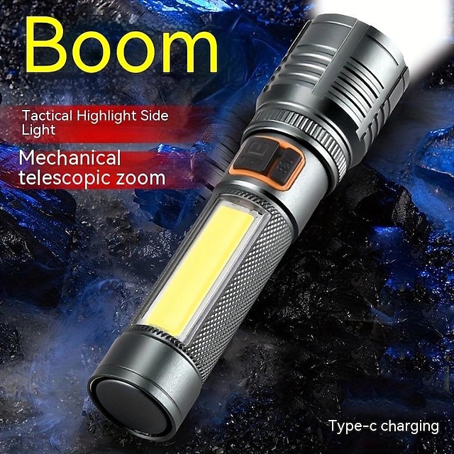  Multifunctional Work Light Magnet Telescopic Zoom Bright Flashlight USB Rechargeable Long Battery Life Lamp for Outdoor Lighting