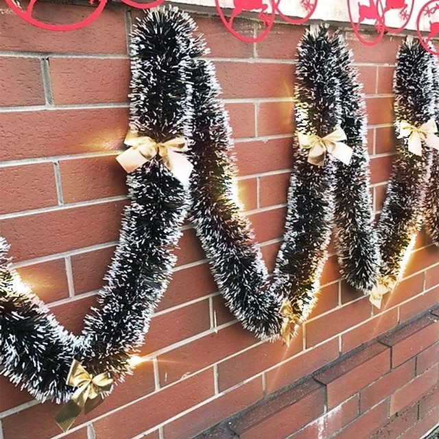 kerst glanzende guirlande met licht, kerst slinger raam muur decoratie kerstboom guirlande hangende decoraties voor kerstfeest binnen en buiten decoraties 2m