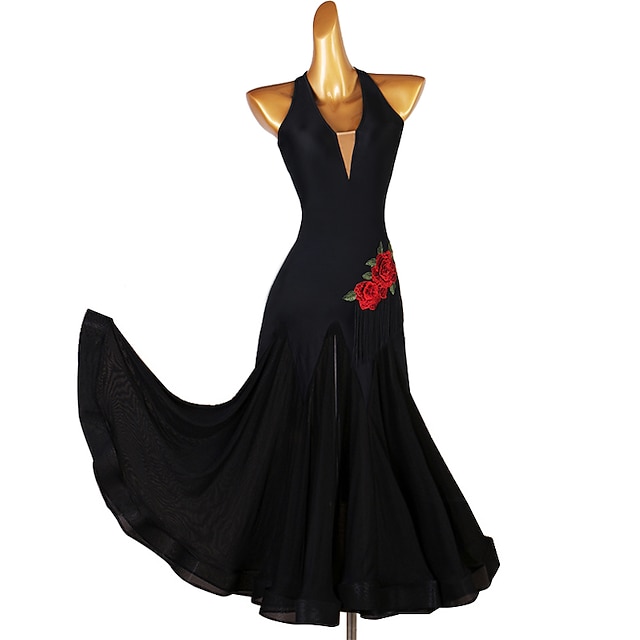 Ballroom Dance Skirts Petal Tassel Women's Performance Training Long