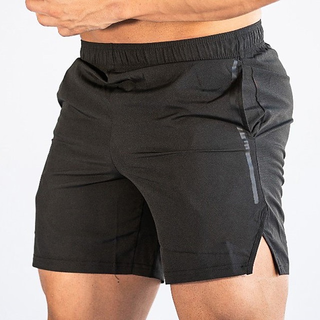  Men's Shorts Sunday Shorts Sports Going out Weekend Running Casual Elastic Waist Plain Knee Length Gymnatics Activewear Black Light Grey Micro-elastic