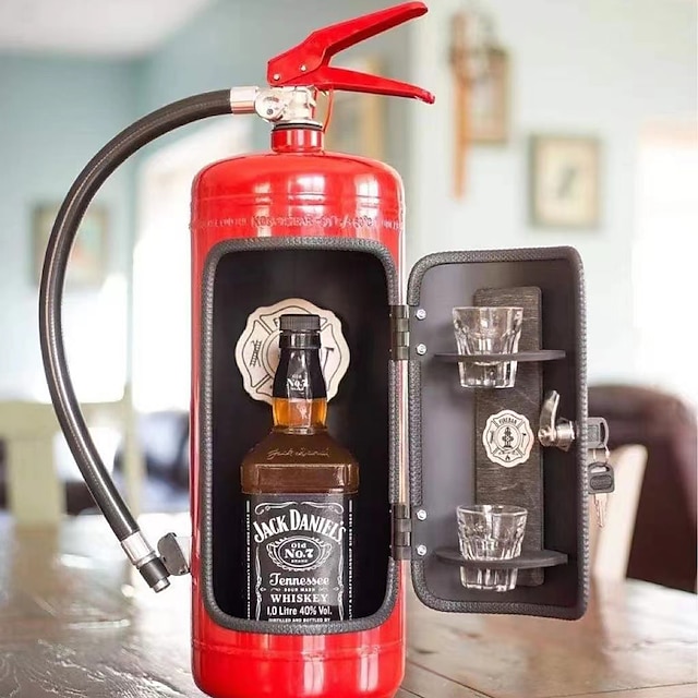  kézzel készített tűzoltó készülék minibár fém minibár ajándék whisky szerelmeseinek, tűzoltó minibár, tankbárkészlet, újszerű tűzoltó készülék, barlangi fura ajándék, minibár gyűjtő