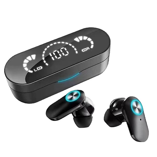  Bezprzewodowy zestaw słuchawkowy Bluetooth z cyfrowym wyświetlaczem LED i dźwiękiem stereo do pracy sportowej.