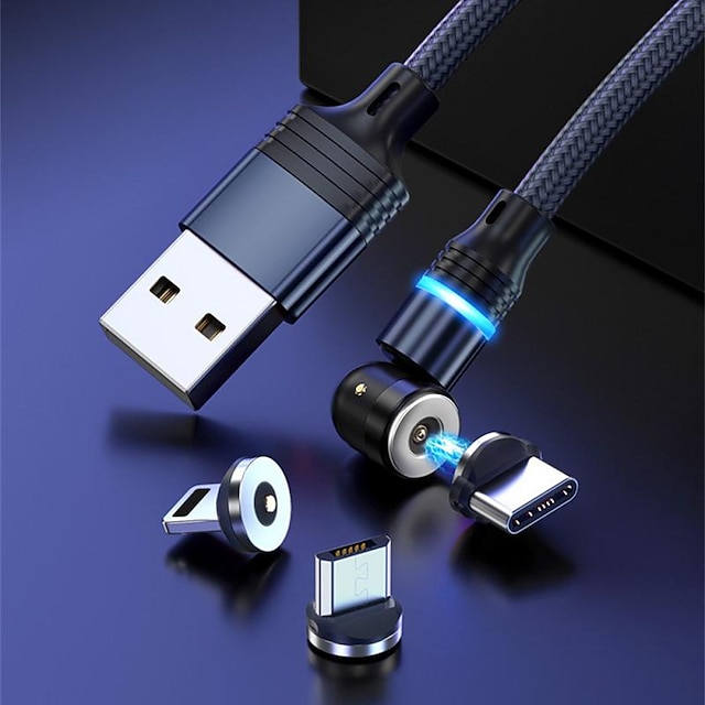  Cable de carga múltiple 0,5m (1.5ft) 3,3 pies 6.6 pies USB A a Lightning / micro / USB C 2.4 A Cable de Carga Carga rápida nailon trenzado 3 en 1 Magnética Para Samsung Xiaomi Huawei Accesorio para