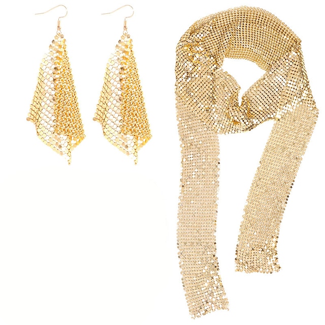  Boucles d'oreilles à la mode, paillettes en métal, pompon, ensemble créatif, nouveau collier long carré