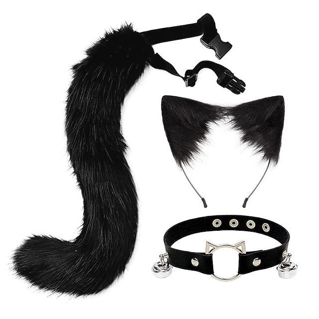  cerc de păr ureche de pisică imitație făcută manual accesoriu coadă de vulpe anime ureche de animal coadă de animal costum clemă de păr