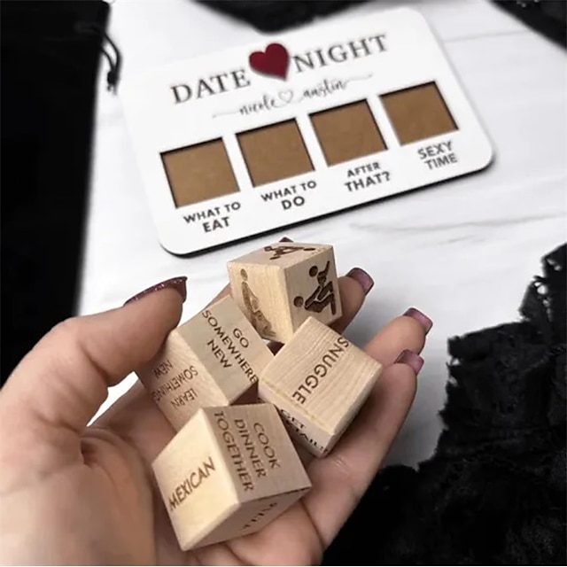  date night tärningar för par ta ut dicedate dice date idéer för par dejta dice årsdagen träpresenter till hennes vuxna roliga spel för par romantiska presenter till henne honom träfärg alla hjärtans