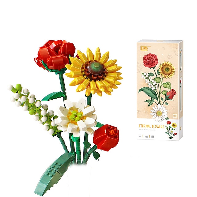  cadeaux pour la fête des femmes blocs de construction miniatures bouquet ensemble fleurs artificielles bricolage unique décoration de la maison série de plantes décor à la maison saint valentin