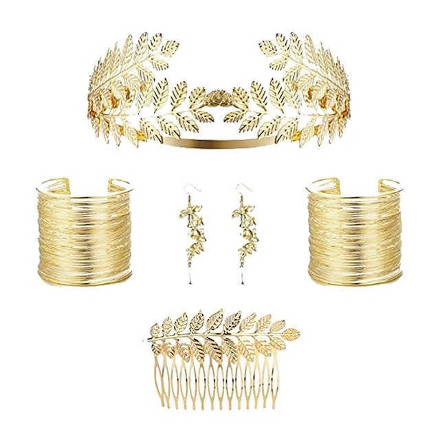  Temperament Metal Leaf Hair Hoop Hair Comb Multi layer Iron Wire Bracelet Set Bridal Hair Accessories