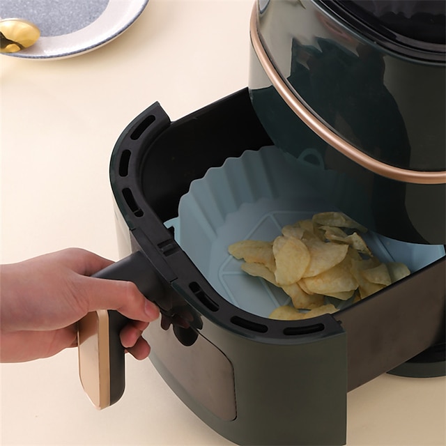  AirFryer Reusable Pot Silicone Easy To Clean Oven Baking Tray Ninja Round Liner Pizza Plate Grill Pan Mat Air Fryer Accessories