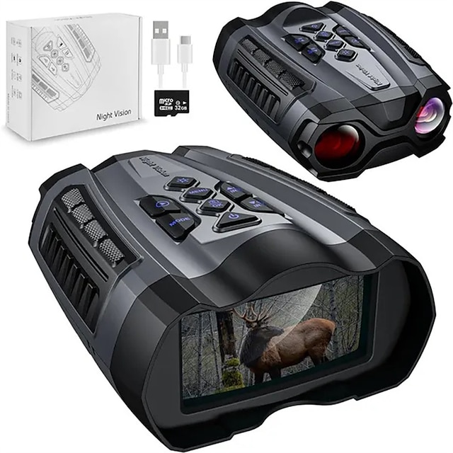  éjjellátó szemüveg 4k infravörös digitális távcső 4000mah újratölthető éjszakai távcső a sötétséghez 32 GB kártya fényképezéshez és videózáshoz 10x digitális zoom vadászathoz
