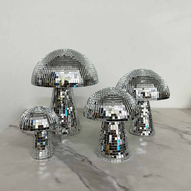  キノコミラーボールミラーガラスレーザーペーパーキノコの装飾品
