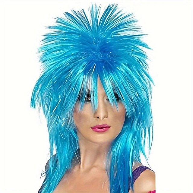 1980's Punk Rock Anime/Cosplay Sports Fan Party Wig (Blue) Halloween Wigs2