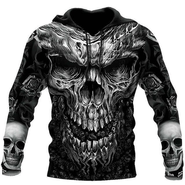  Homens Caveiras Estampas Abstratas Moletom Moletons Moletom com capuz Manga Longa Moletom com capuz Com Capuz Roupa de rua Impressão 3D Diário Esportes 1 2 Imprimir Primavera & Outono Designer
