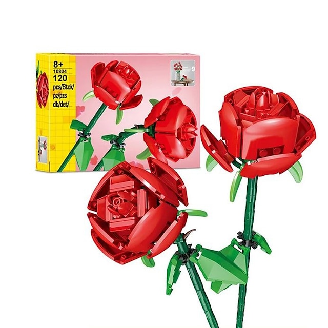  regali per la festa della donna piccole particelle compatibile con 40460 fiori assemblati serie di rose per adulti regalo per la fidanzata fiori rosa da costruire blocchi bouquet San Valentino per