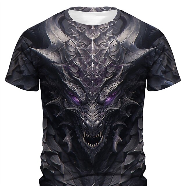 Men's Graphic Dragon T Shirt Short Sleeve T shirt 3D Print Crew Neck Shirt Daily Designer Retro Vintage Sports Outdoor Holiday Going out Yellow Blue Purple Spring & Summer Clothing Apparel S M L XL3