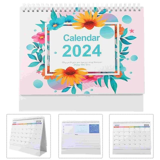  Standing Pad Desk Table Calendar 2024 Small Flip Turn The Page Desktop Paper Monthly Office Table Top Decor Desk Calendar 2024 Standing Desktop Calendar-2024 Calendars Office Home Desk Decoration