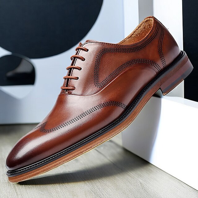 Men's Oxfords Formal Shoes Brogue Dress Shoes Walking Vintage Business ...