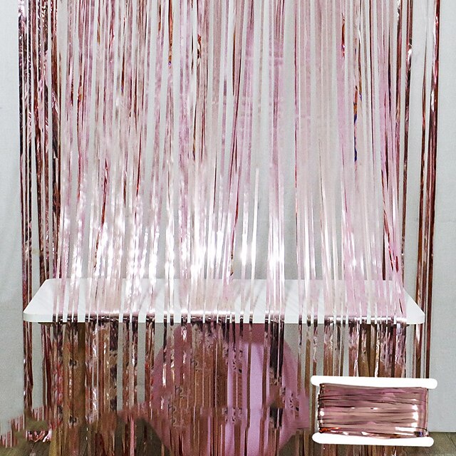  Rideau de soie de pluie 2*2 m nouvelle maison attachée avec salle de mariage rideau suspendu romantique et beau banquet de mariage bandes colorées proposition paysage bande de papier d'aluminium