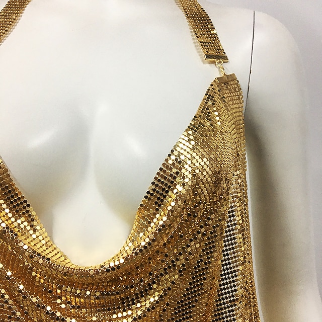 FASHION QUEEN Metallic Bodycon Mini Dress - 6 Shiny Colors, Stretchy Clubwear (One Size Fits XS-L)