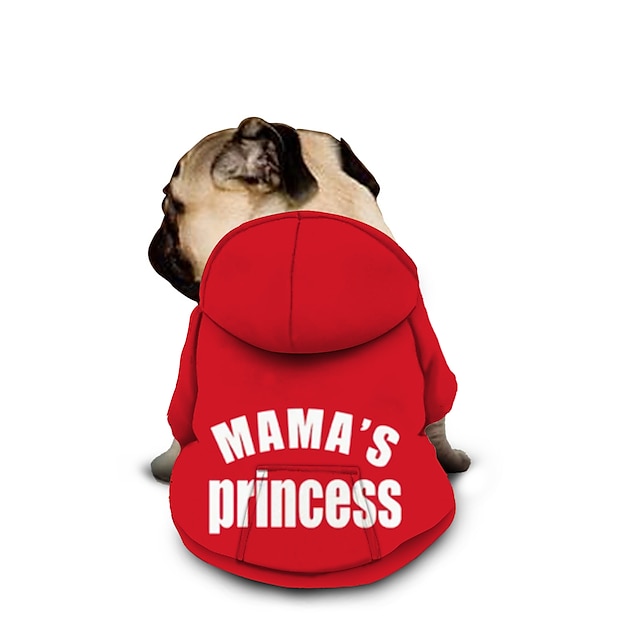  MAMAS PRINCESS Dog Hoodie With Letter Print Text memes Dog Sweaters for Large Dogs Dog Sweater Solid Soft Brushed Fleece Dog Clothes Dog Hoodie Sweatshirt with Pocket
