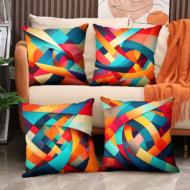  1PC Geometric Double Side Pillow Cover Soft Decorative Square Cushion Case Pillowcase for Bedroom Livingroom Sofa Couch Chair