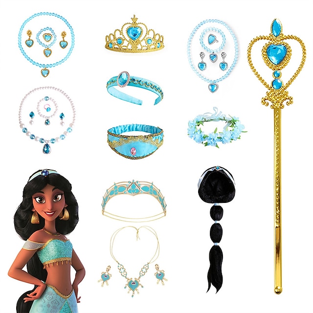  Aladdin Jasmine Princess combinazione di gioielli per bambini, nuovi accessori della collezione Halloween Cos Jasmine