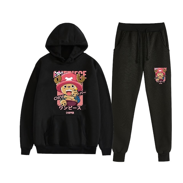  One Piece Tony Tony Chopper Pants Outfits Hoodie Anime Front Pocket Graphic For Couple's Men's Women's Adults' Carnival Masquerade Hot Stamping Party Casual Daily