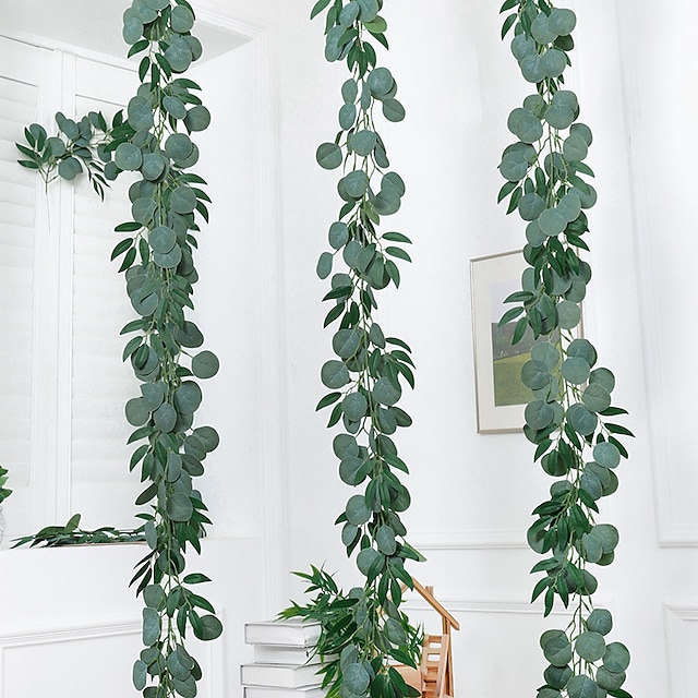  76 tommer grønn vinranke hengende dekorasjon kunstig grønn plante eukalyptus blader pilblader vintreet egnet for hjemmehengende dekorasjon bryllup dekorasjon kommersielle senter dekorasjon vintreet