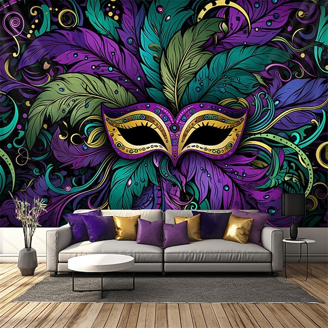  Máscara de carnaval pendurado tapeçaria arte da parede grande tapeçaria mural decoração fotografia pano de fundo cobertor cortina casa quarto sala estar decoração