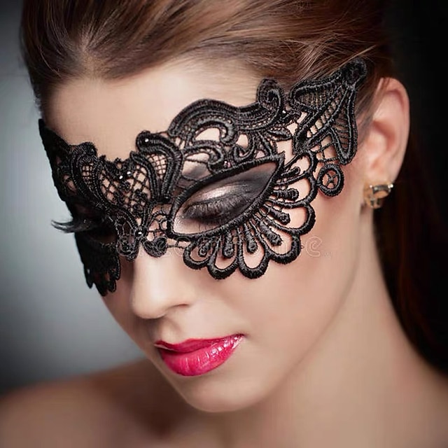  10 pezzi maschera in pizzo per feste per adulti mezza faccia ballo in maschera oggetti di scena di Halloween per donne maschera per gli occhi nera divertente