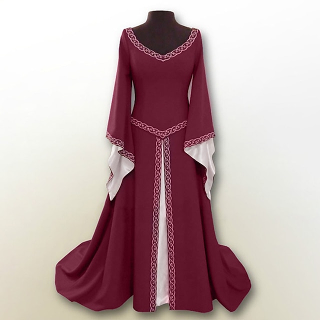  Medieval Renascentist Rochie de Cocktail Rochie de bal Viching Outlander elfică Costume de fancy Pentru femei Celtic Fantezie Regal Halloween Carnaval Mascaradă Petrecere LARP Ren Faire Adulți Rochie