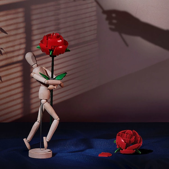  מתנות ליום האישה 1 יחידות ורד מתנות בלוק הרכבת פרח קישוטי צעצוע פאזל חלקיקים קטנים יום האהבה הוספות בעבודת יד מתנות ליום האם לאמא