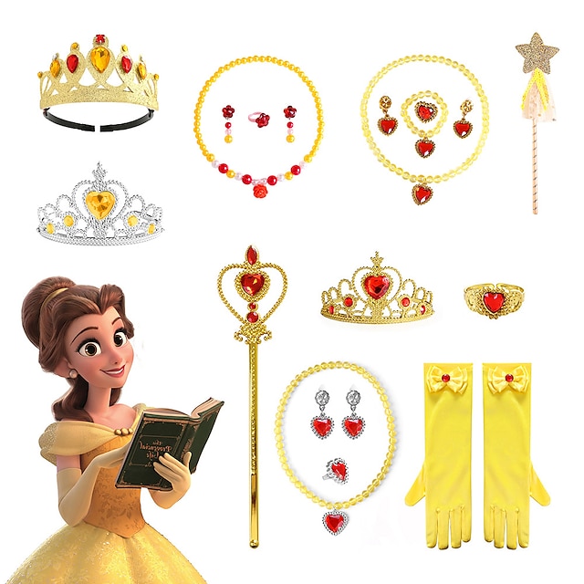  Princess Bell Halloweenowe akcesoria do sukienek dla dzieci Piękna i Bestia Biżuteria Princess Bell