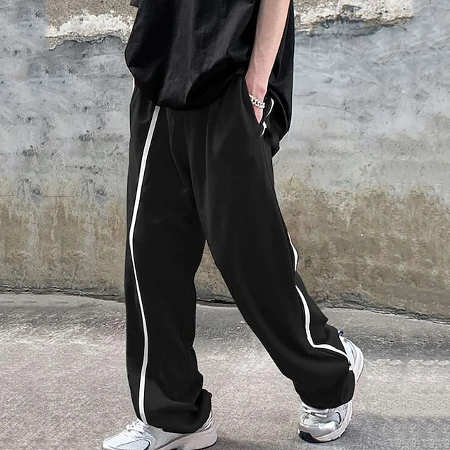 Men's Sweatpants Wide Leg Sweatpants Pocket Drawstring Elastic Waist ...