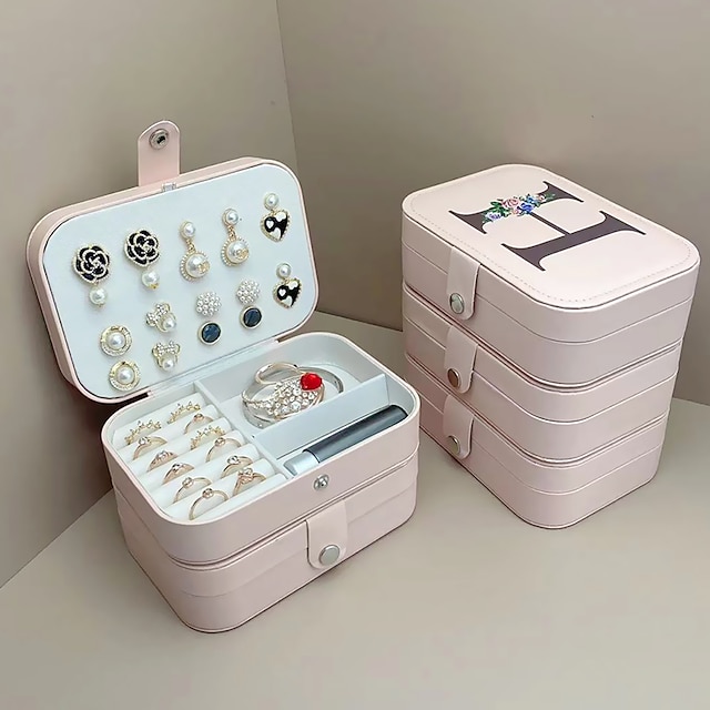  1PC صندوق الجواهر المحمول مصغرة متعددة الوظائف تقليد الجلد من أجل الجميع غير رسمي محمول