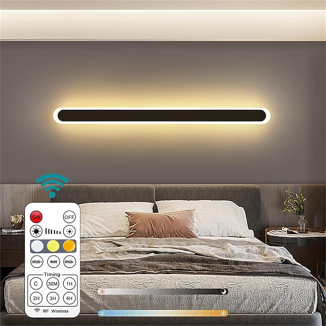  Lámpara de pared acrílica LED con control remoto RF, sincronización regulable, lámpara de pared interior LED adecuada para balcones, dormitorios, salas de estar, salas de estudio, pasillos, baños y