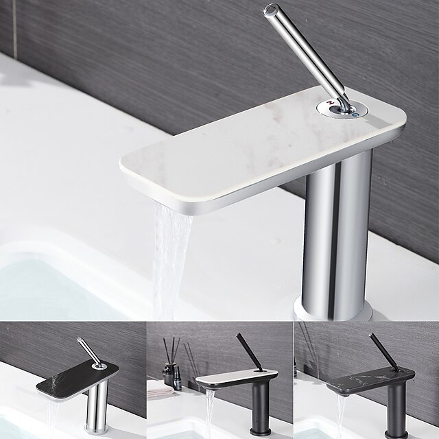  Bateria do umywalki łazienkowej - Wodospad Galwanizowany Umieszczona centralnie Jeden uchwyt Jeden otwórBath Taps