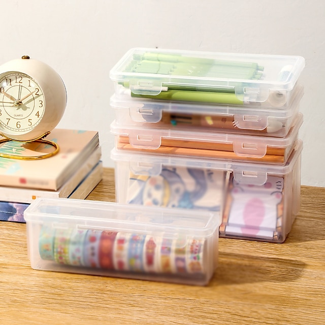  2 個筆箱透明シンプルな折りたたみ式と大容量学生文具箱多機能スケッチアートペン収納ボックス