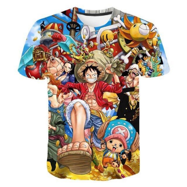  One Piece Cosplay T-paita Cartoon Manga Painettu Kuvitettu Käyttötarkoitus Pariskuntien Miesten Naisten Aikuisten Karnevaali Naamiaiset 3D-tulostus Juhla Festivaali